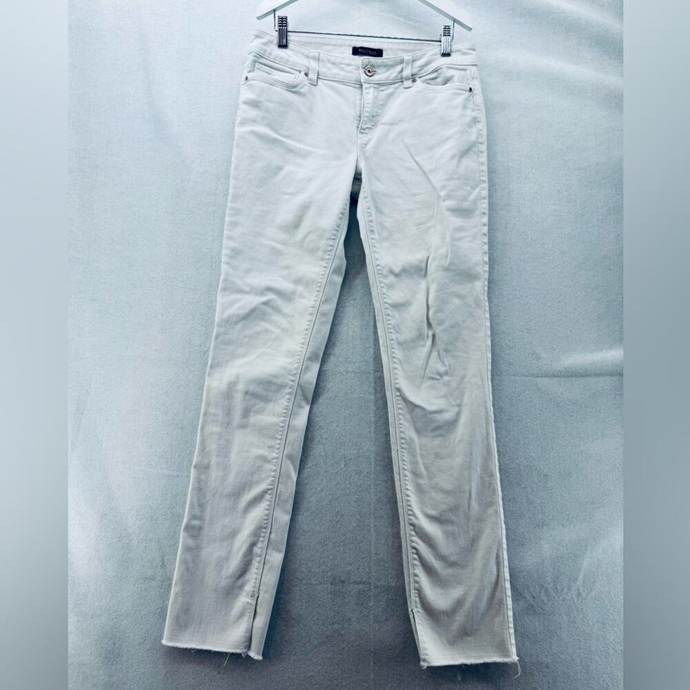 Women’s WHBM White House Black Market Raw Hem White Denim Jeans size 6R Slim
